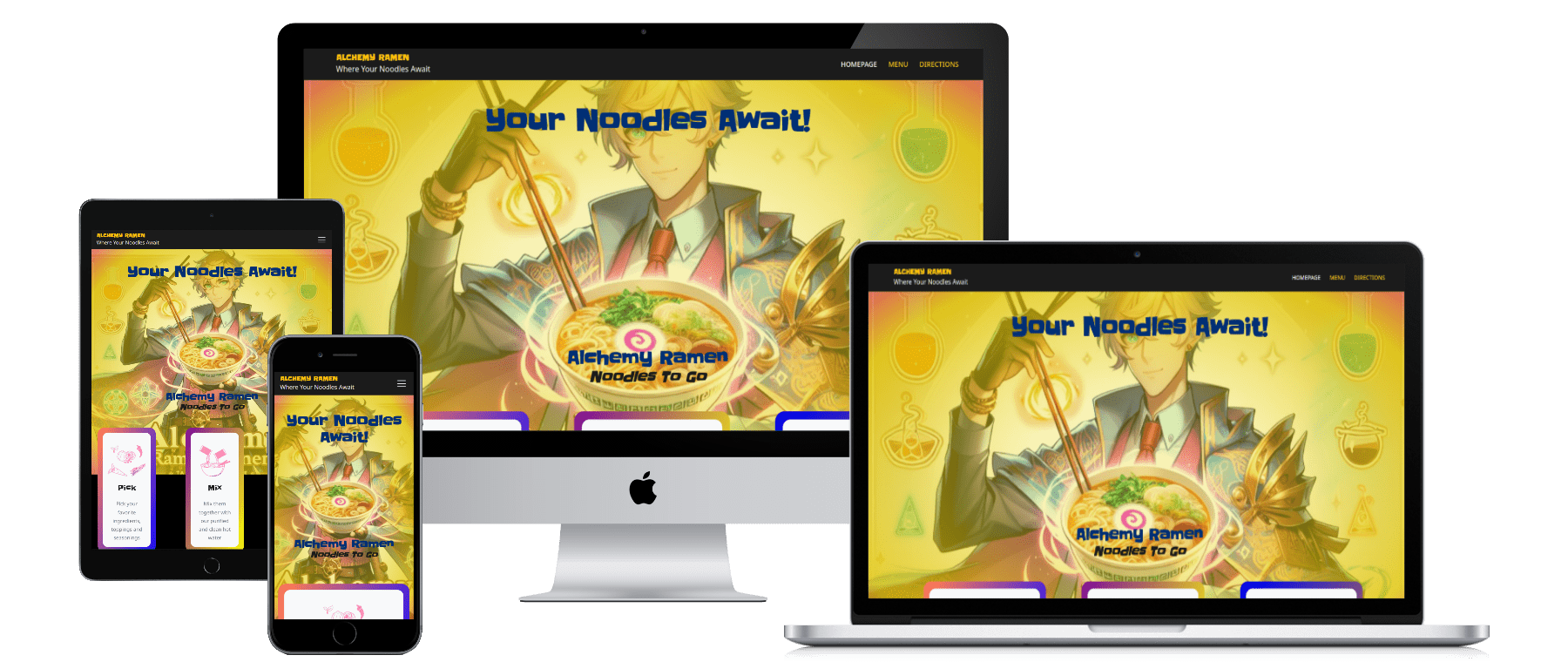 Alchemy Ramen Website Mockup Black