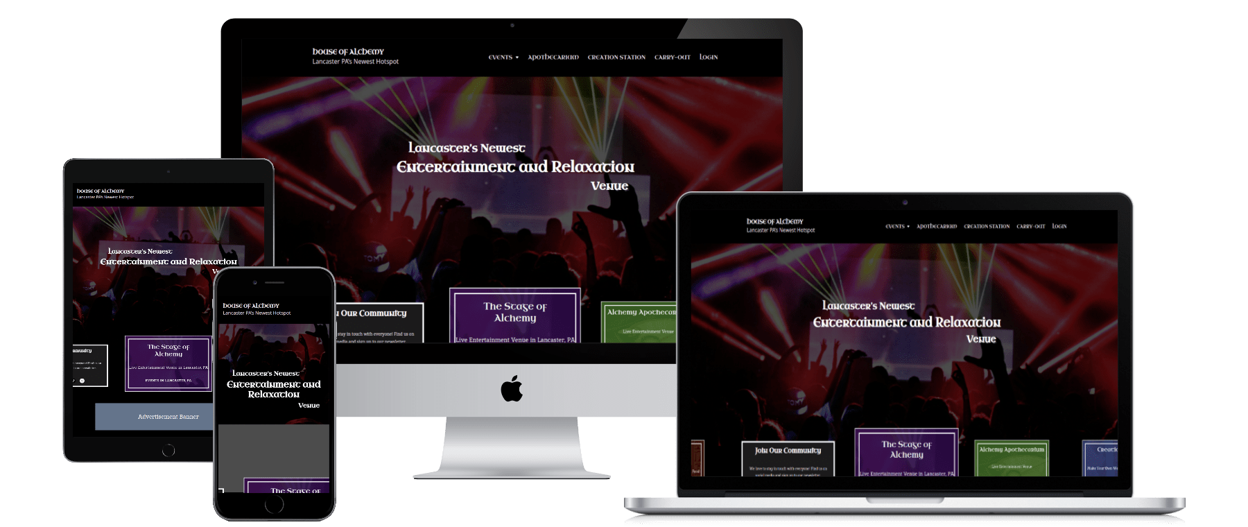 House Of Alchemy Website Mockup Black